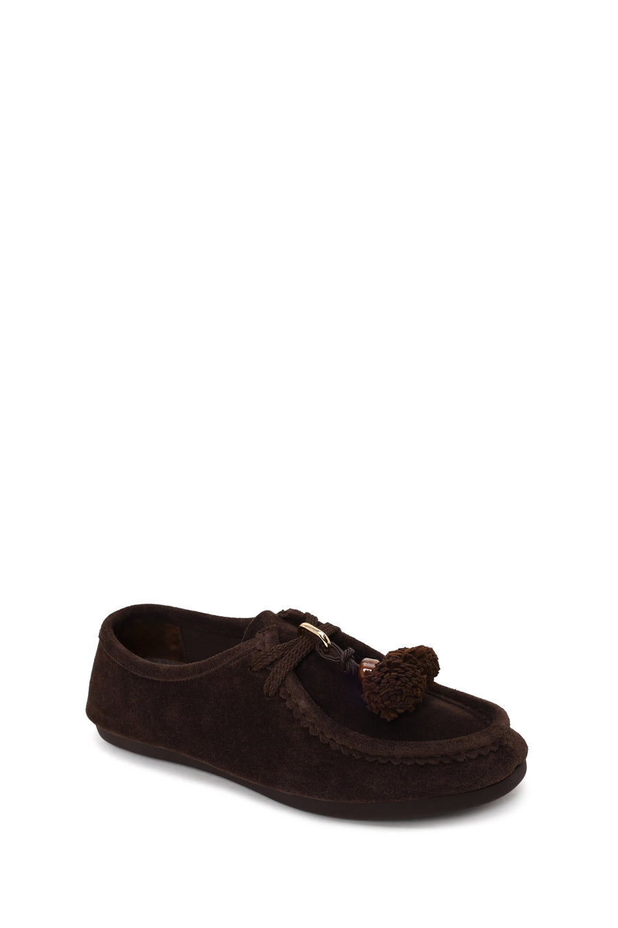Woman Brown Lace-up Tasselled Suede Casual Shoes