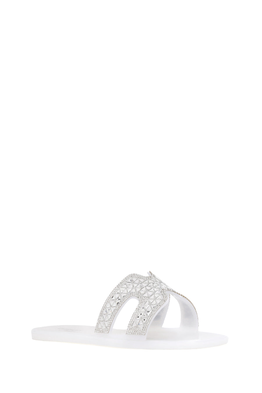 Women's White Stone Jelly Slippers