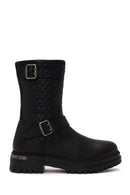 Harley Davidson Woman Black Joel Zip Closure Leather Boot | Derimod