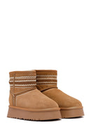 Women's Camel Thick-Soled Suede Leather Teddy Boot | Derimod