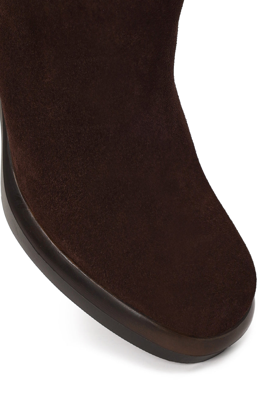 Woman Brown Zip Closure Chunky-Heeled Suede Leather Boots
