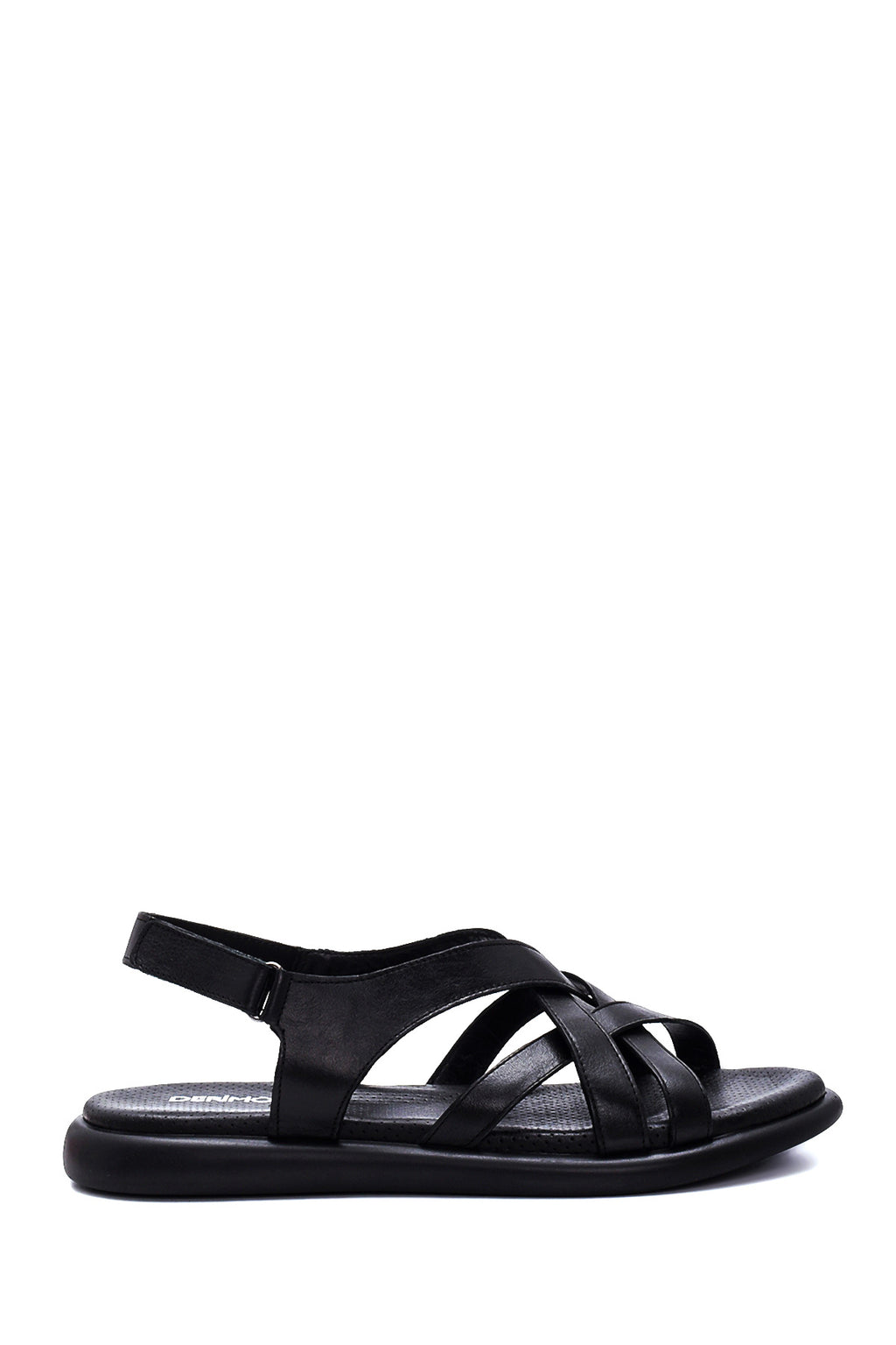 Kadın Siyah Deri Comfort Sandalet