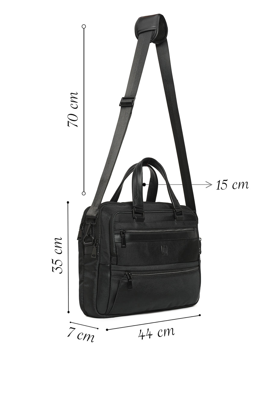 Men's Black Long Strap Briefcase