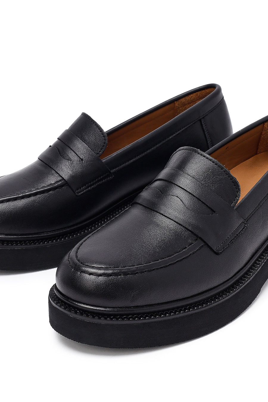 Kadın Siyah Deri Maskülen Loafer