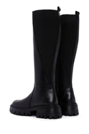 Woman Black Zippered Thick Sole Leather Boot | Derimod