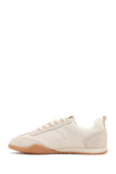 Women's Cream Lace-Up Leather Sneakers | Derimod