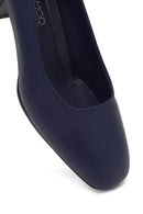 Derimod Flex Women Navy Blue Thick Heeled Leather Shoes | Derimod