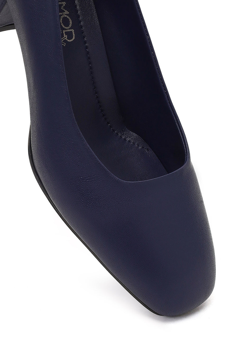 Derimod Flex Women Navy Blue Thick Heeled Leather Shoes