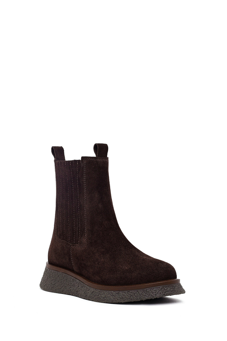 Woman Brown Thick-Soled Suede Chelsea Boots