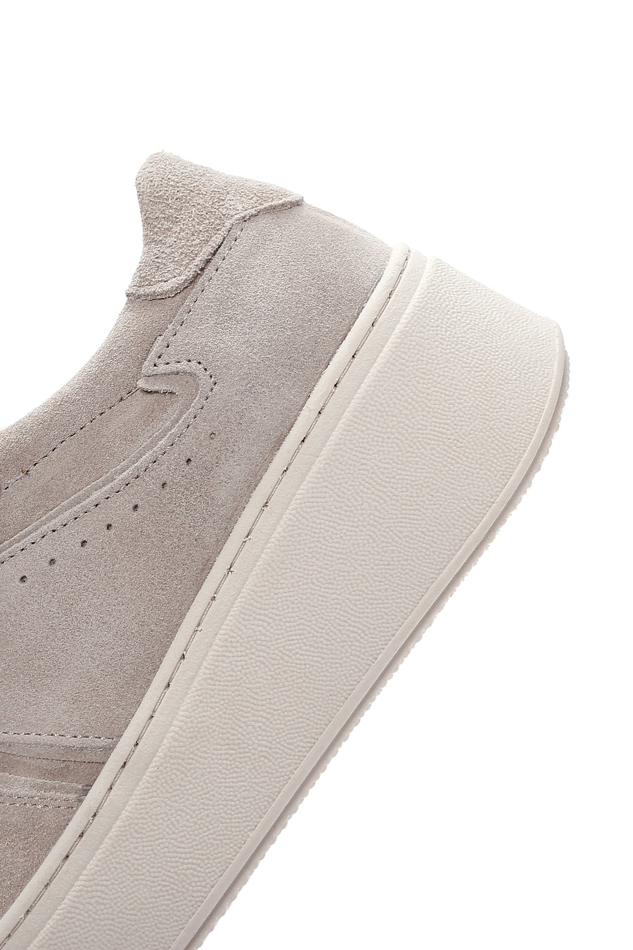 Women's Beige Thick Soled Nubuck Leather Sneaker