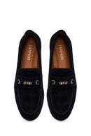Kadın Siyah Tokalı Süet Deri Maskülen Loafer | Derimod