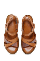 Women's Tan Ankle Strap Leather Comfort Sandals | Derimod