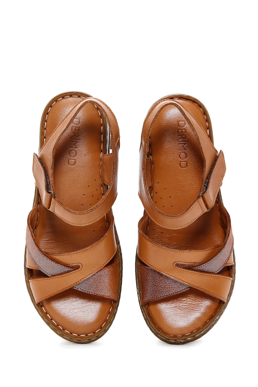 Women's Tan Ankle Strap Leather Comfort Sandals