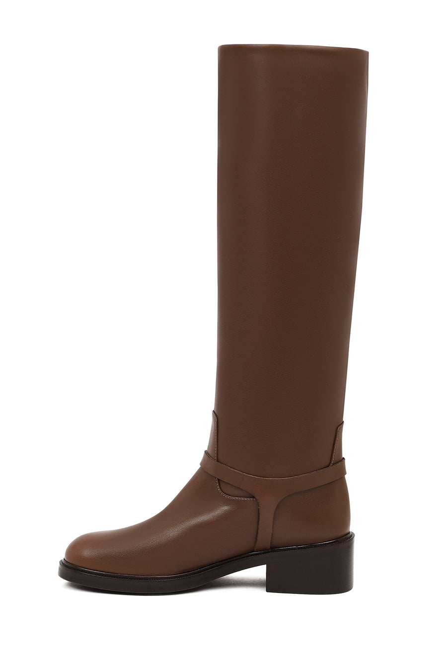 Women's Brown Buckled Leather Boot
