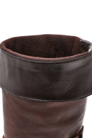 Women's Brown Chunky Heel Biker Leather Boots | Derimod