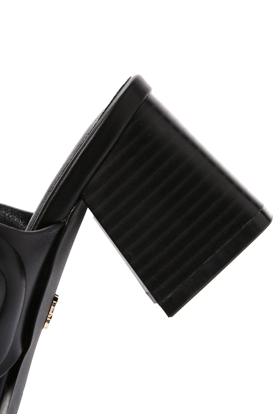 Women's Black Thick Heeled Slippers