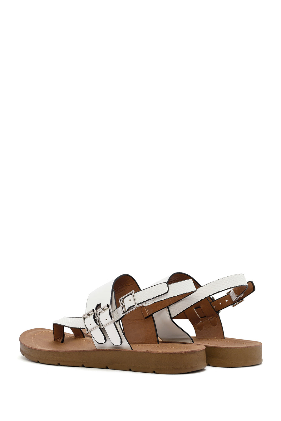 Women's White Ankle Strap Flip Flops Sandals