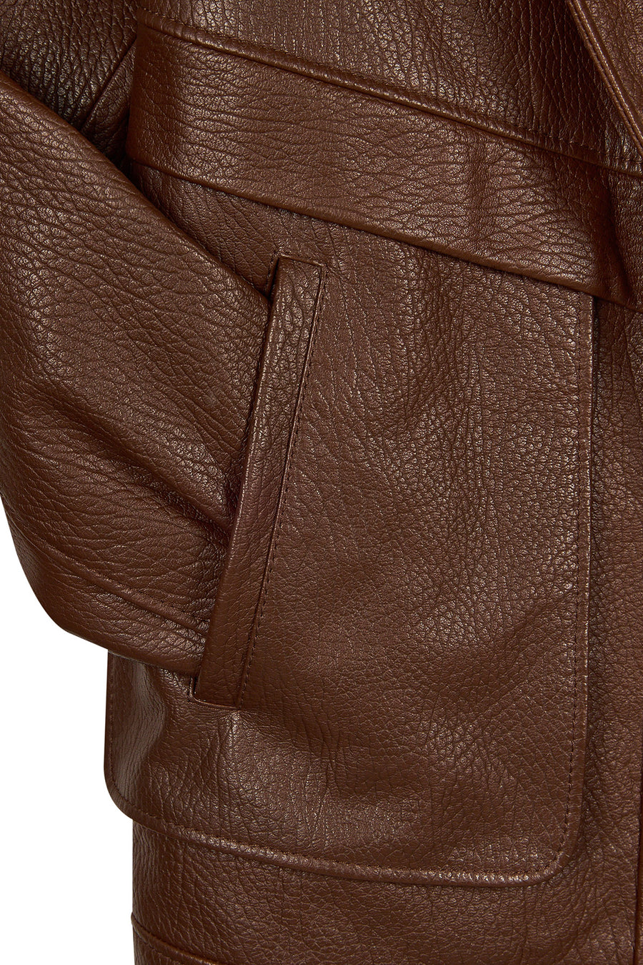 Carmen Woman Brown Fur Collar Leather Coat