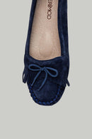 Suede Blue Women's Leather Loafer | Derimod