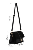 Woman Black Long-Strap Suede Crossbody Bag | Derimod