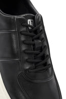 Erkek Siyah Bağcıklı Deri Sneaker | Derimod