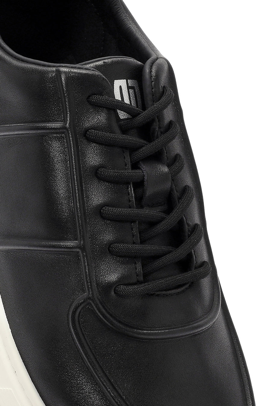 Erkek Siyah Bağcıklı Deri Sneaker