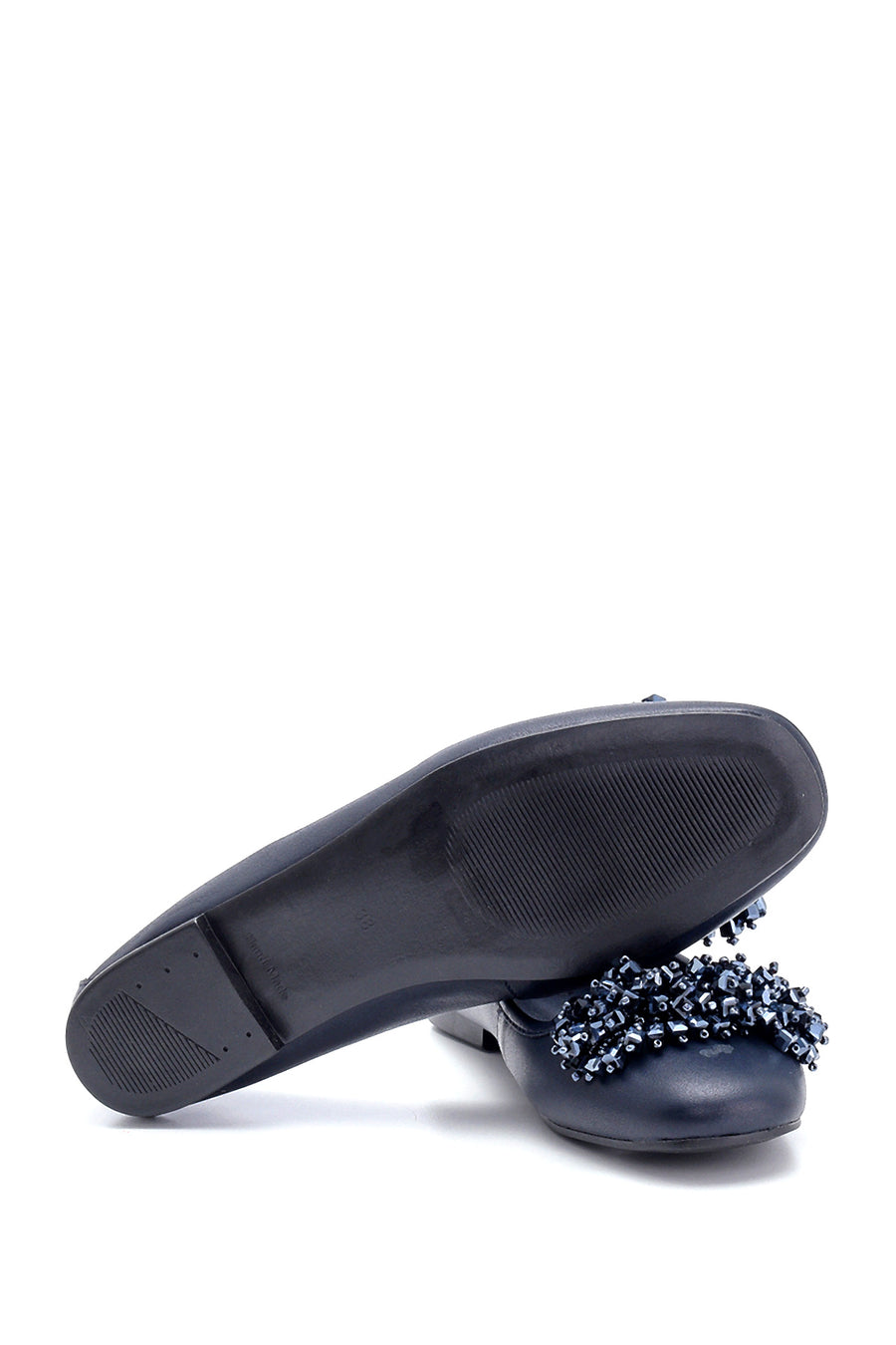 Women's Leather Bead Detailed Ballerinas