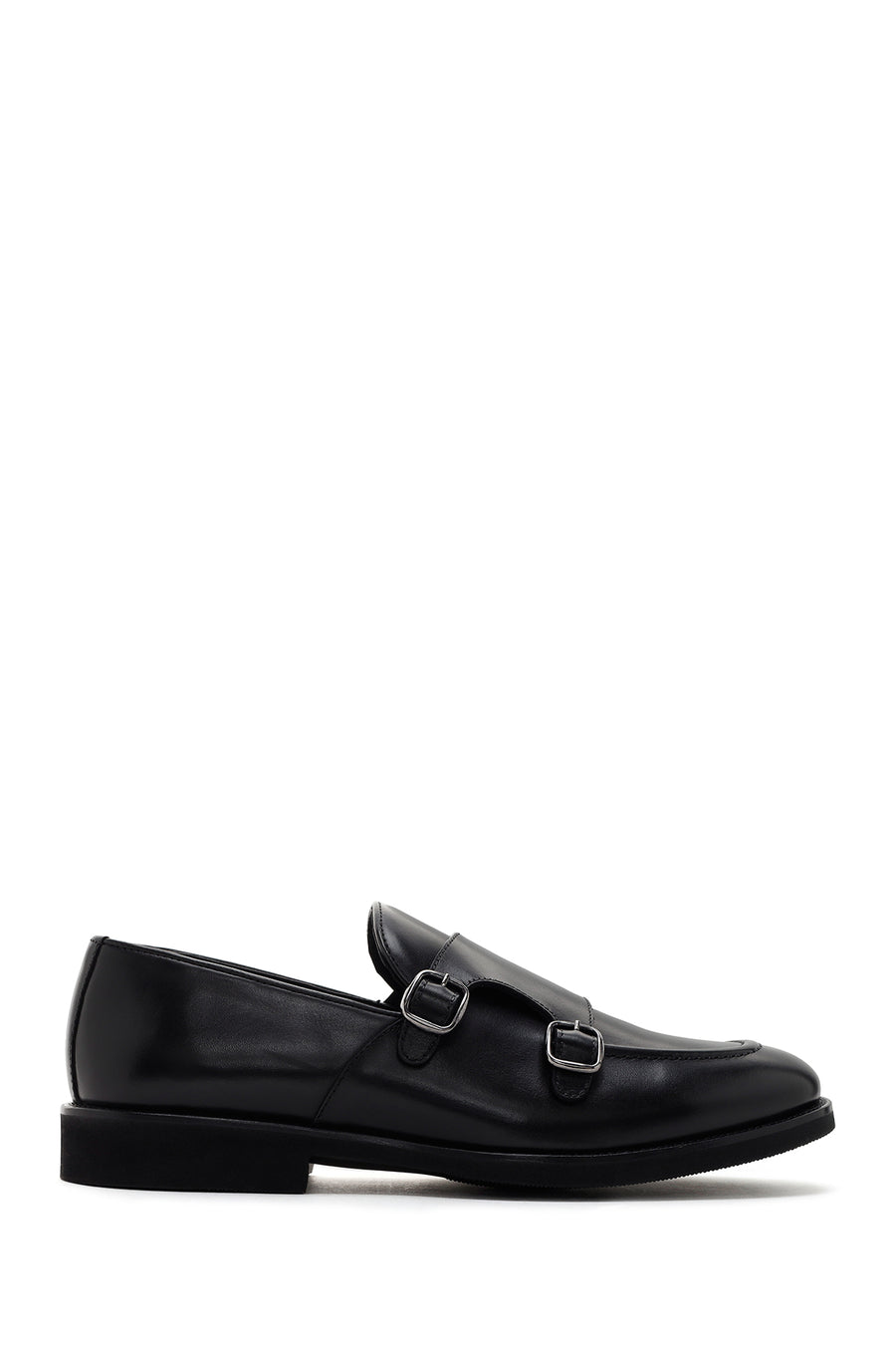 Erkek Siyah Çift Tokalı Deri Casual Loafer 26SFD740218 | Derimod