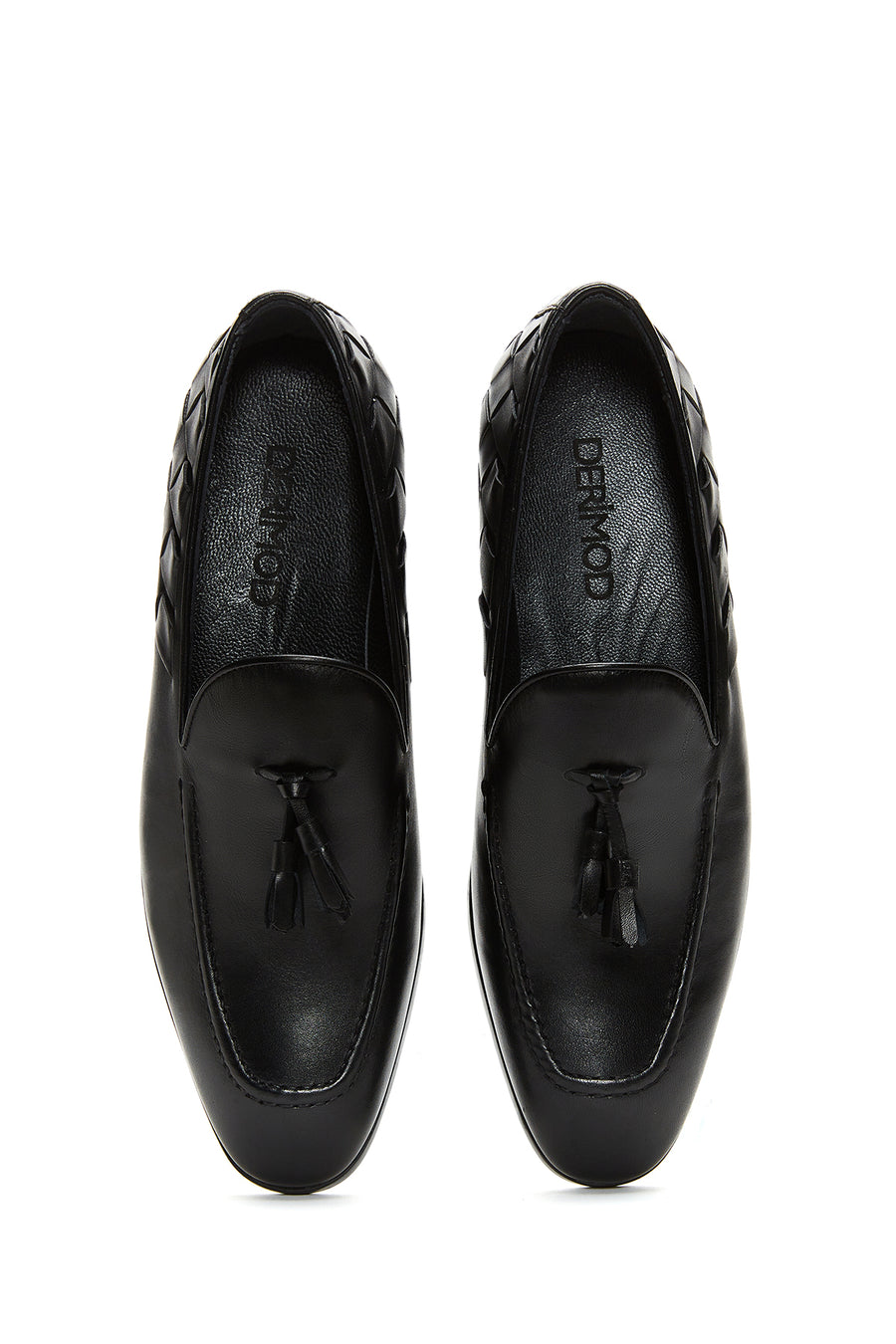 Erkek Deri Örgü Detaylı Klasik Loafer