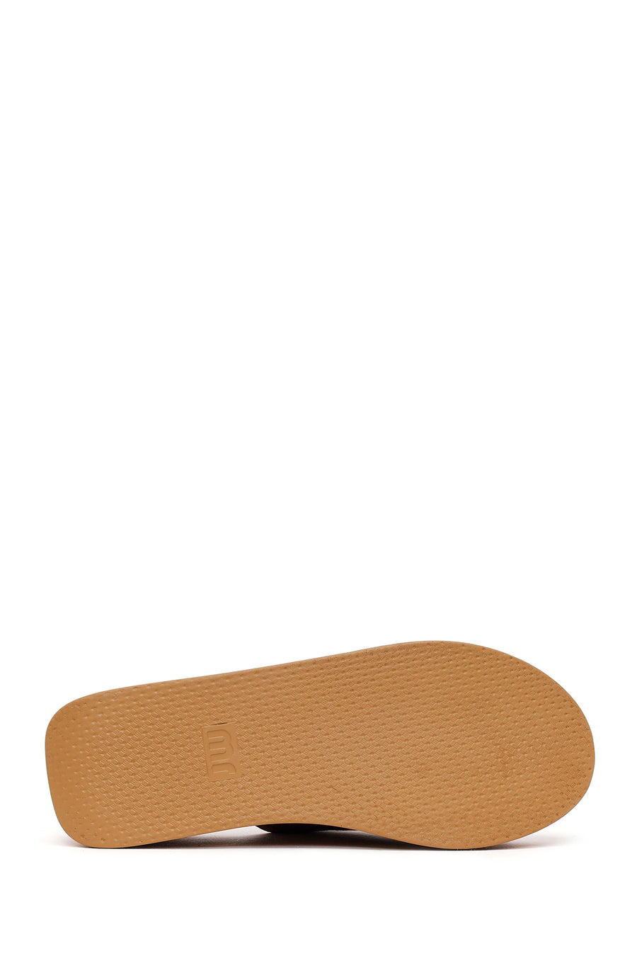 Woman Tan Wedge-Heel Suede Leather Slippers