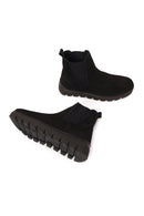 Male Black Thick-Soled Nubuck Leather Chelsea Boots | Derimod