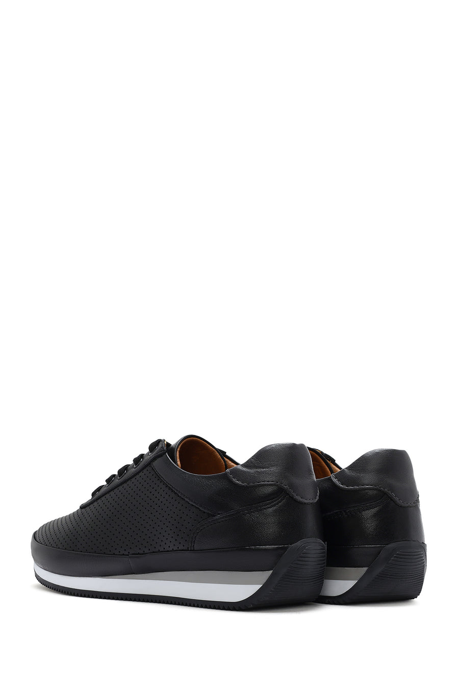 Men's Black Lace-Up Leather Casual Sneaker