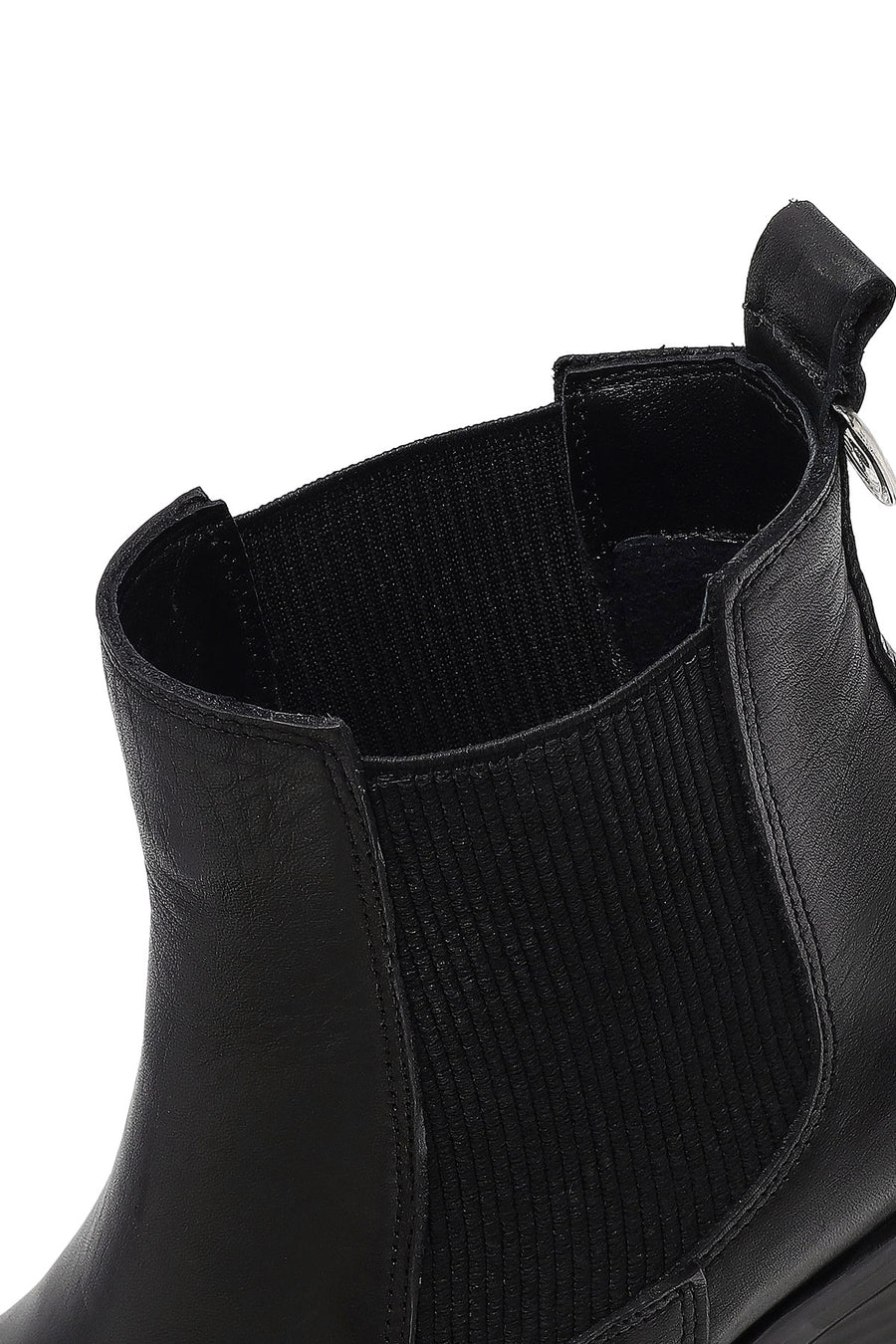 Woman Black Thick-Heeled Leather Cowboy Boots