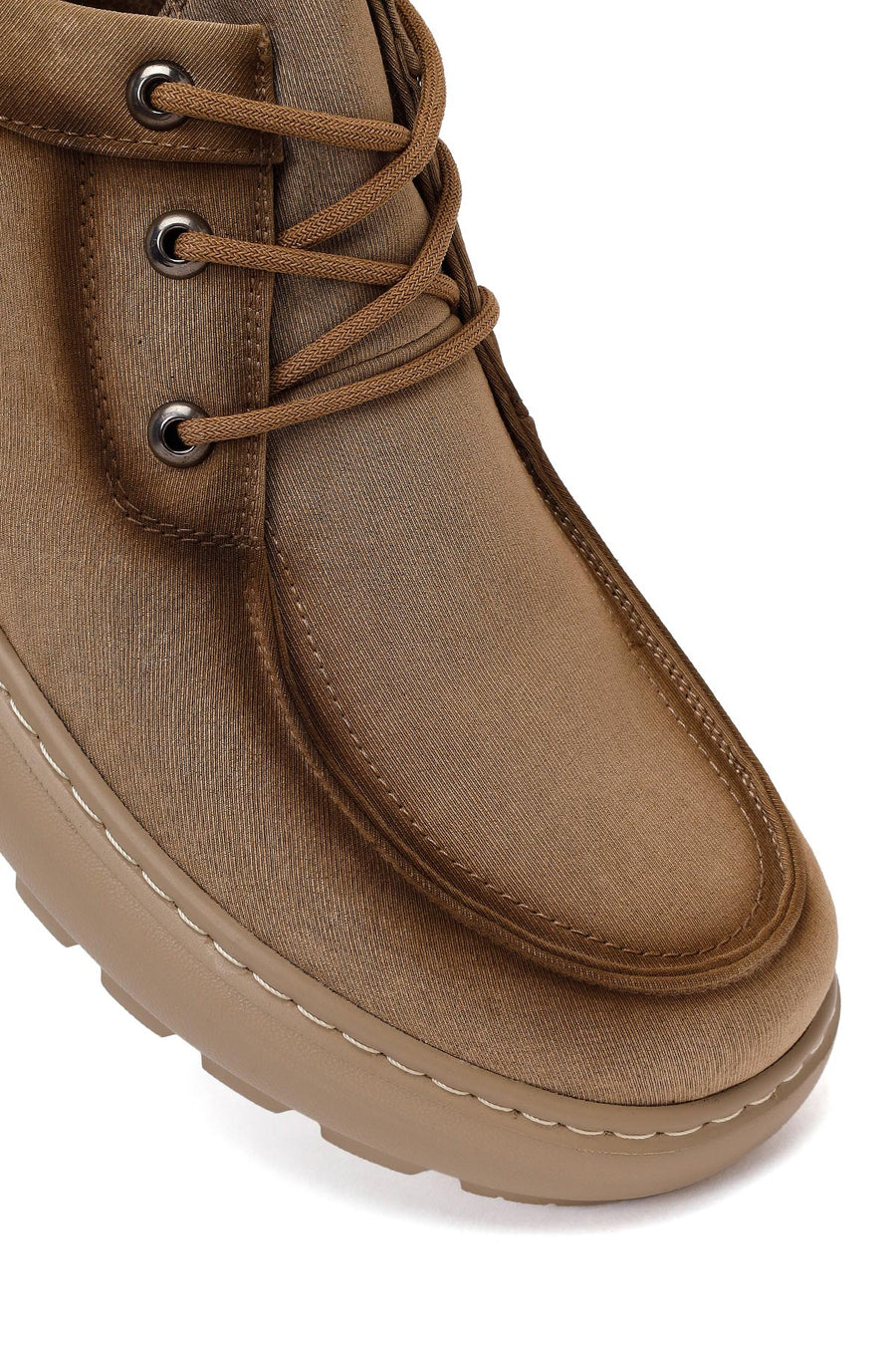 Derimod Zero Male Khaki Lace-Up Thick-Soled Fabric Casual Shoes