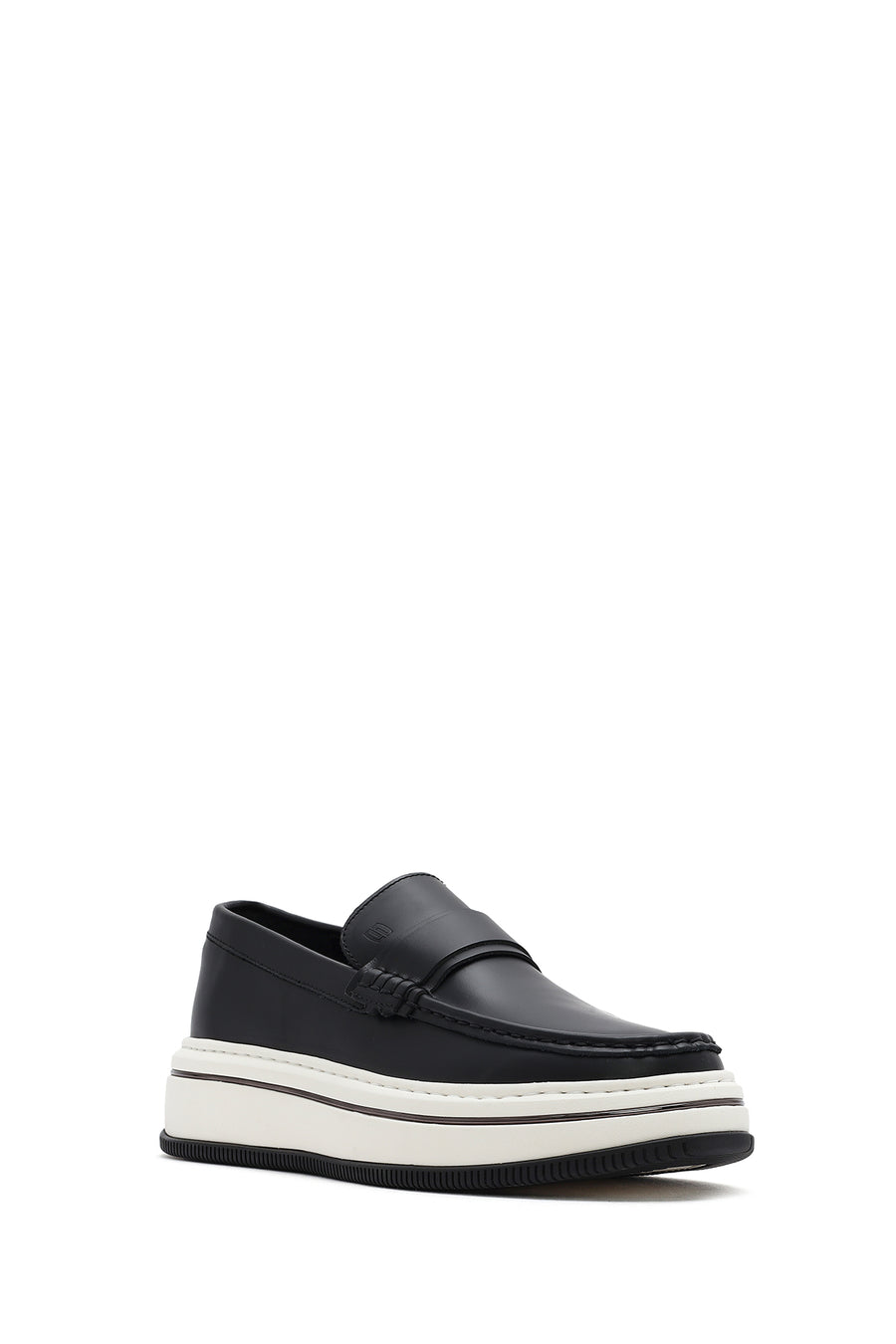 Erkek Siyah Kalın Tabanlı Deri Casual Loafer
