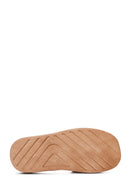 Women's Beige Leather Thick Soled Slippers | Derimod