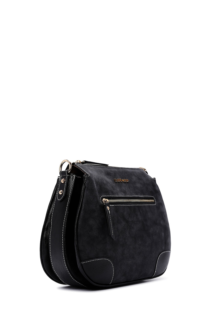 Women's Black Nubuck Crossbody Bag