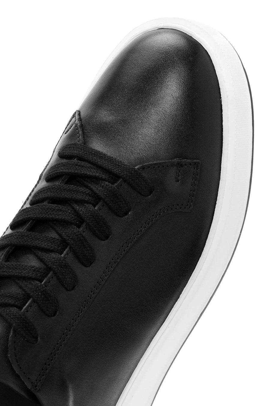 Men's Black Lace Up Leather Sneakers