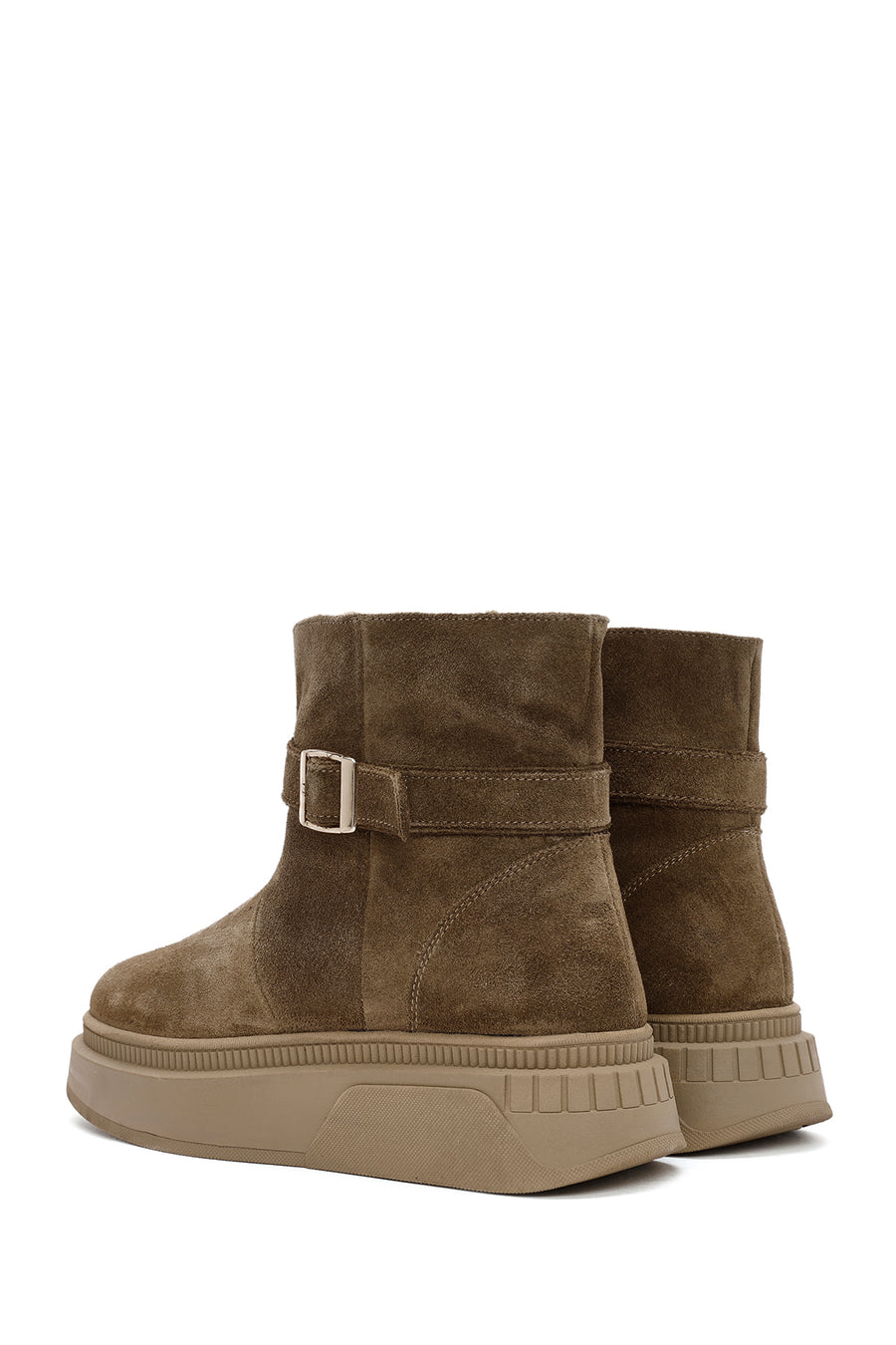 Women's Brown Thick Sole Suede Leather Boots