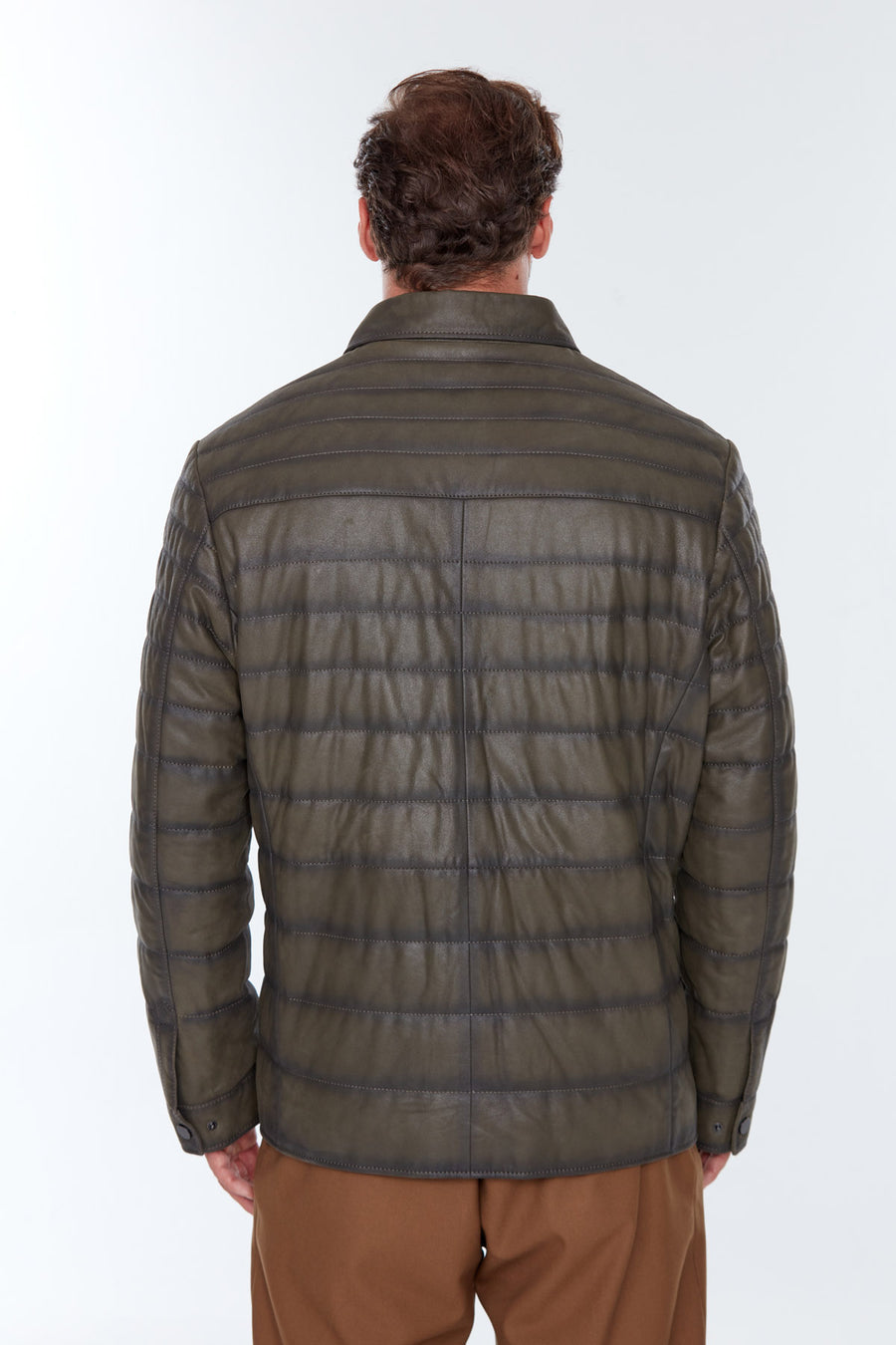 Locatelli Plus Men's Green Leather Jacket