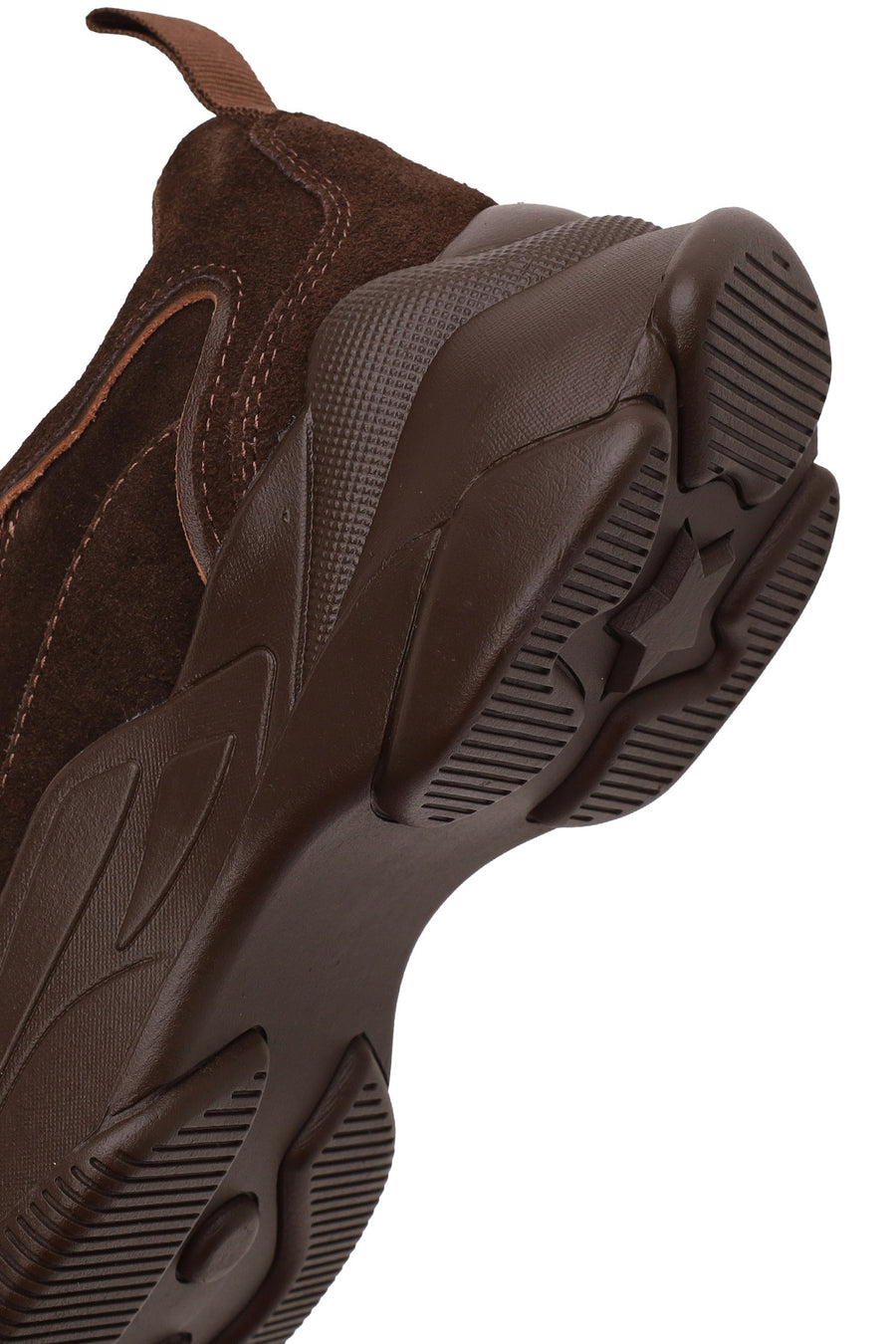 Woman Brown Lace-Up Thick-Soled Suede Leather Sneaker