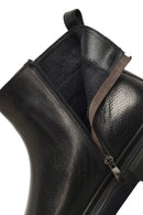 Male Black Zip Closure Thick-Soled Leather Boots | Derimod