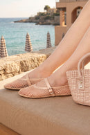 Woman Beige Mesh Ballerine flats | Derimod