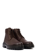 Men's Brown Zippered Thick-Soled Leather Boots | Derimod