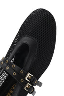 Women's Black Buckled Mesh Fabric Ballerinas | Derimod