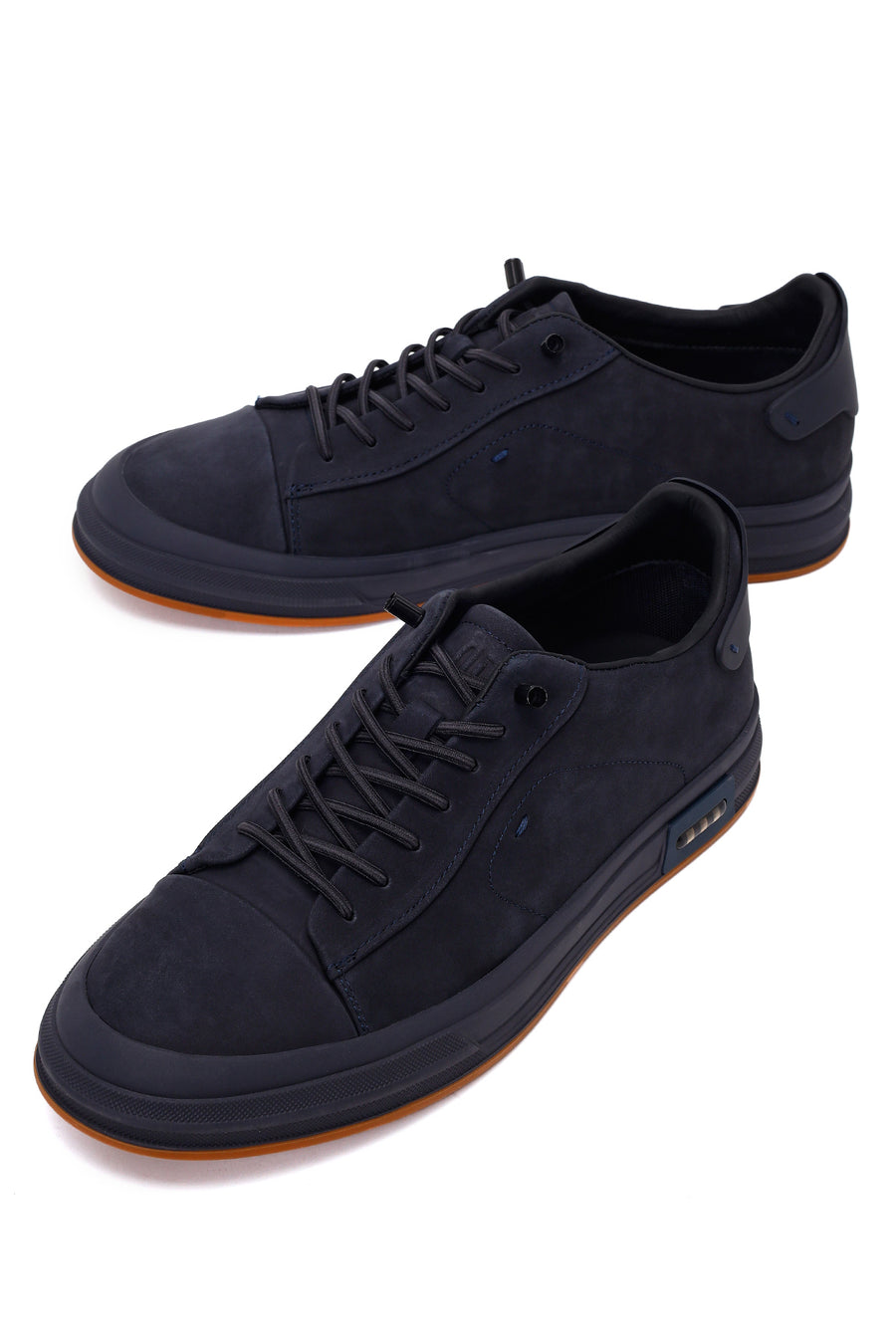 Erkek Lacivert Bağcıklı Nubuk Deri Sneaker