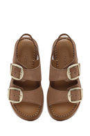 Women's Powder Thick Soled Buckled Suede Leather Comfort Sandals | Derimod