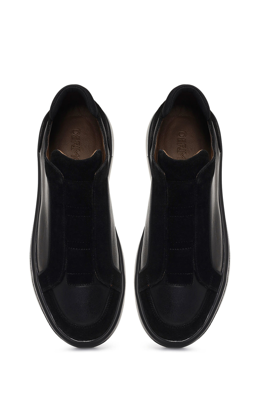 Men's Black Thick-Soled Leather Sneaker