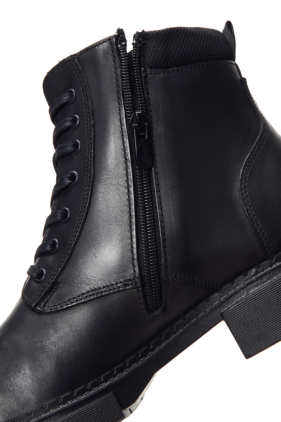 Men's Black Leather Zippered Casual Boots