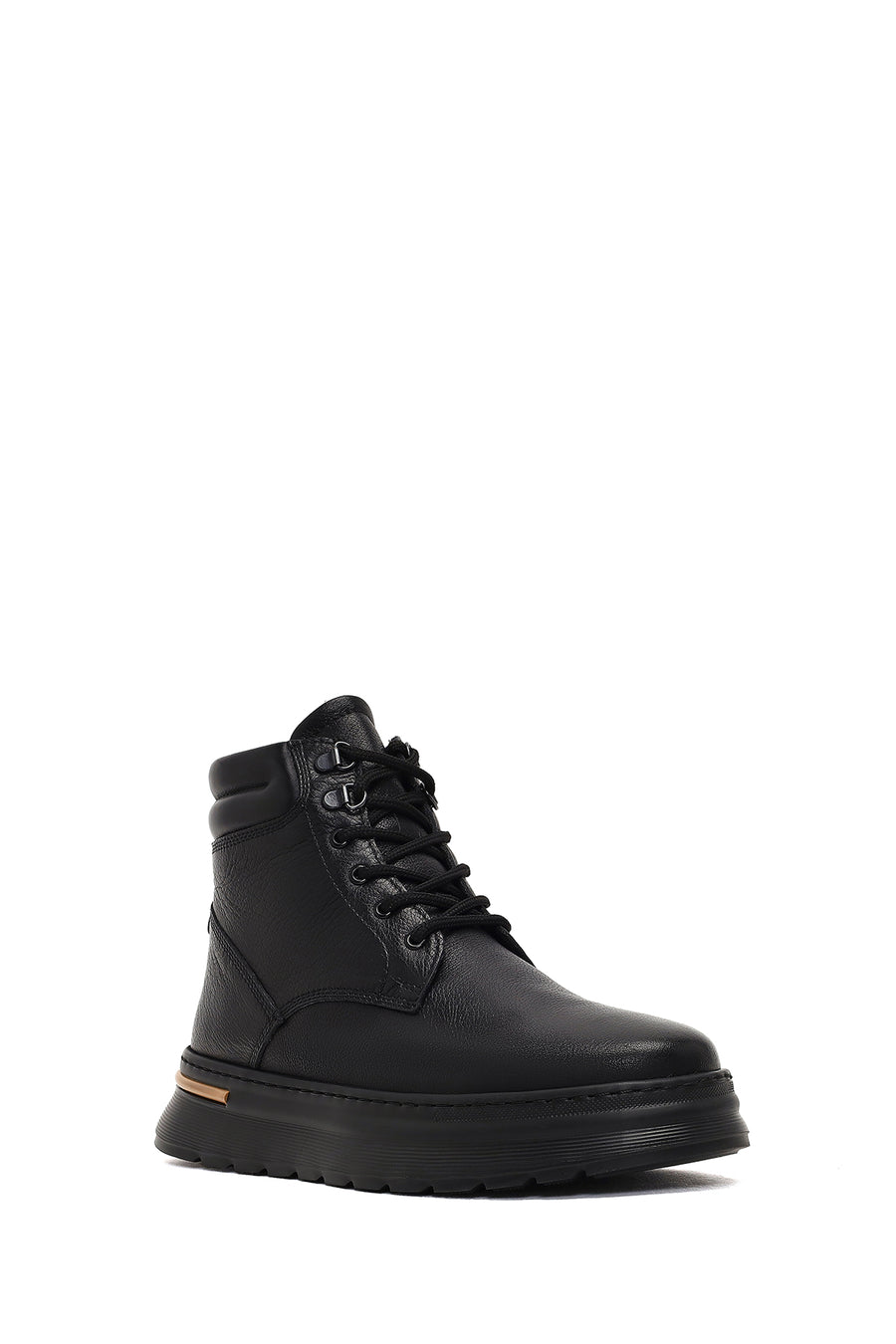 Men Black Lace-up Leather Casual Boot